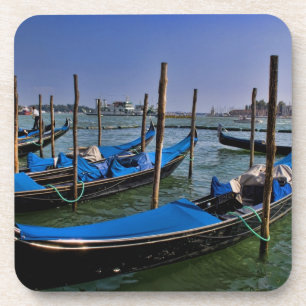 Grand Canal Wasser mit aufgereihten Gondelbooten Untersetzer