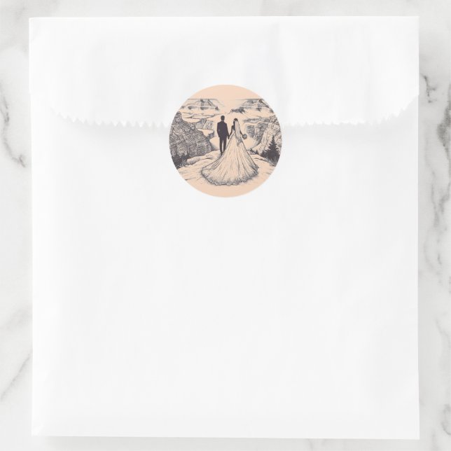 Grand Canyon Couple Wedding Runder Aufkleber (Tasche)