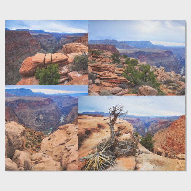 Grand Canyon Foto Collage Geschenkpapier (Flach)