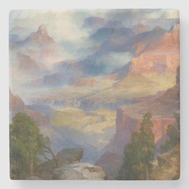 Grand Canyon in Mist (von Thomas Moran) Steinuntersetzer (Vorderseite)