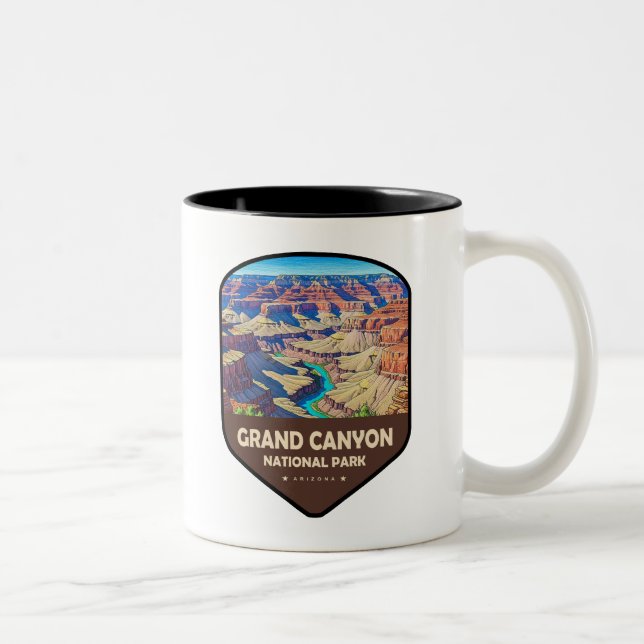 Grand Canyon National Park Shield Zweifarbige Tasse (Rechts)