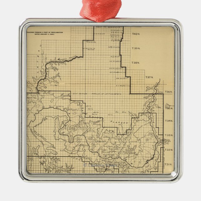 Grand Canyon nationale ParkPanoramic Karte Ornament Aus Metall (Vorne)