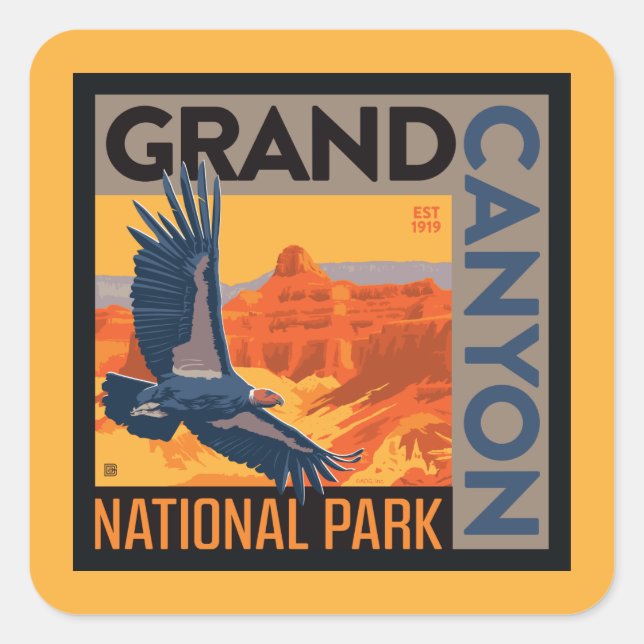 Grand Canyon Nationalpark | Condors Quadratischer Aufkleber (Vorderseite)