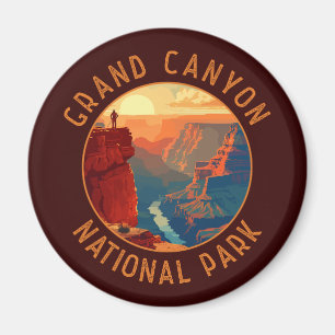 Grand Canyon Nationalpark Retro Distressed Circle Magnet