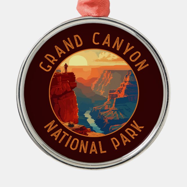 Grand Canyon Nationalpark Retro Distressed Circle Ornament Aus Metall (Vorne)