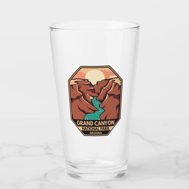 Grand Canyon Nationalpark Retro Emblem Glas (Vorderseite)