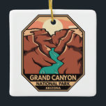 Grand Canyon Nationalpark Retro Emblem Keramikornament<br><div class="desc">Das Design der Vektorgrafiken des Grand Canyon. Der Park ist Zuhause zu einem großen Teil des riesigen Grand Canyon,  mit seinen geschichtlichen roten Felsbändern,  die Millionen Jahre geologischer Geschichte aufdecken.</div>