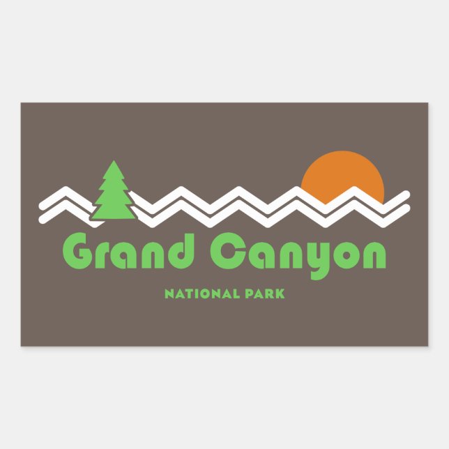 Grand Canyon Nationalpark Retro Rechteckiger Aufkleber (Vorderseite)