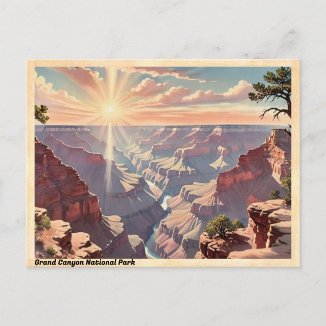 Grand Canyon Nationalpark Vintag Postkarte (Vorderseite)