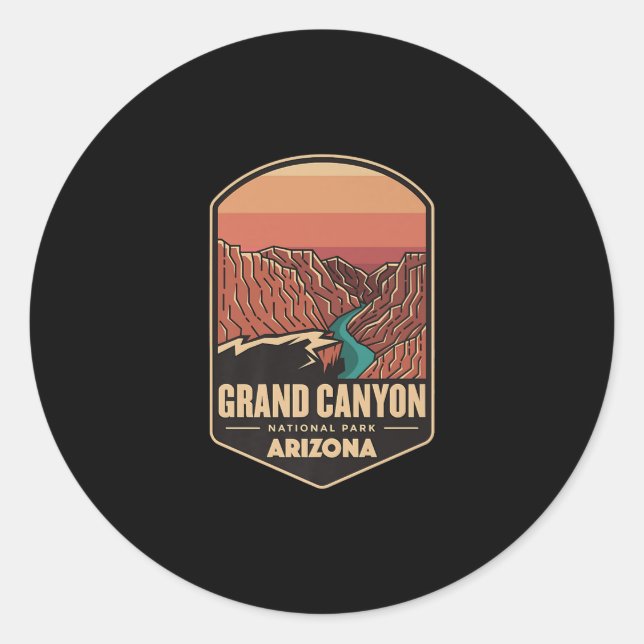 Grand Canyon Nationalpark Wanderlogos Runder Aufkleber (Vorderseite)