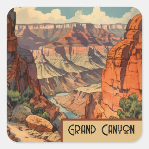 Grand Canyon Retro Reise Design Quadratischer Aufkleber