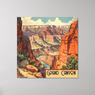 Grand Canyon Retro Reisedesign Leinwanddruck