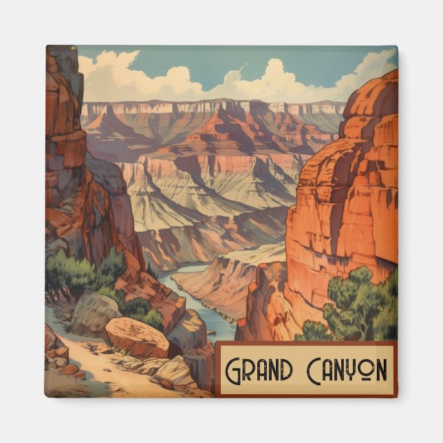 Grand Canyon Retro Reisedesign Magnet (Vorne)