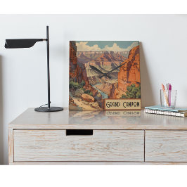 Grand Canyon Retro Reisedesign Quadratische Wanduhr