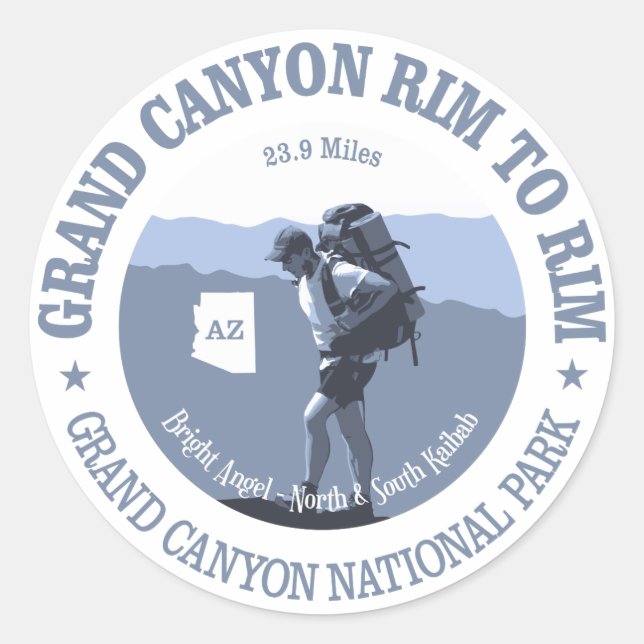 Grand Canyon Rim to Rim Trail (BG) Runder Aufkleber (Vorderseite)