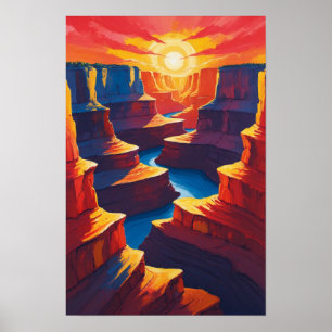 Grand-Canyon-Sonnenuntergang mit roten Felsformati Poster