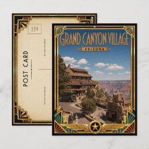 Grand Canyon Village Arizona Vintage Art Deco Postkarte