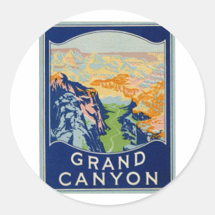 Grand Canyon - Vintage Reise Runder Aufkleber