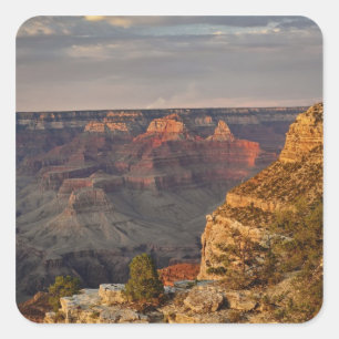 Grand Canyon von der Südumrandung bei Sonnenunterg Quadratischer Aufkleber
