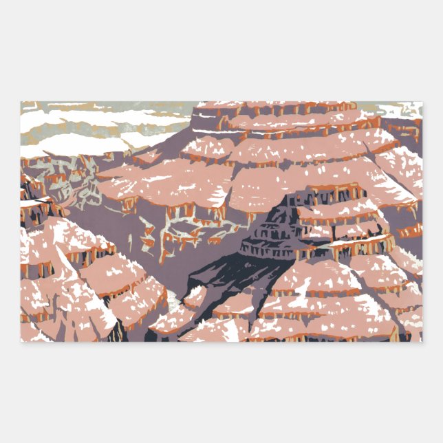 Grand Canyon Western Graphic Art American Rechteckiger Aufkleber (Vorderseite)
