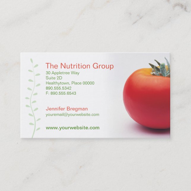 Grand carte de visite de nutritionniste de tomate (Devant)