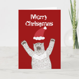 Grand ! Carte de voeux de Noël de l'ours rugissant