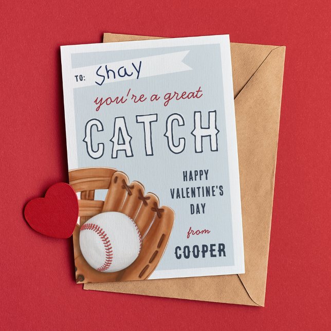 Grand Catch Baseball Classe Valentines Carte de jo (Créateur téléchargé)