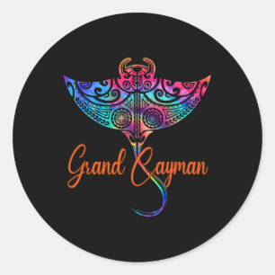 Grand Cayman Islands 2025 Tribal Stingray Family V Runder Aufkleber