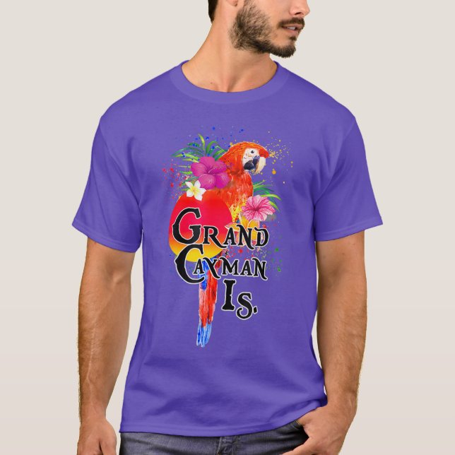 Grand Cayman Islands Tropical Parrot Tee Shirt (Vorderseite)