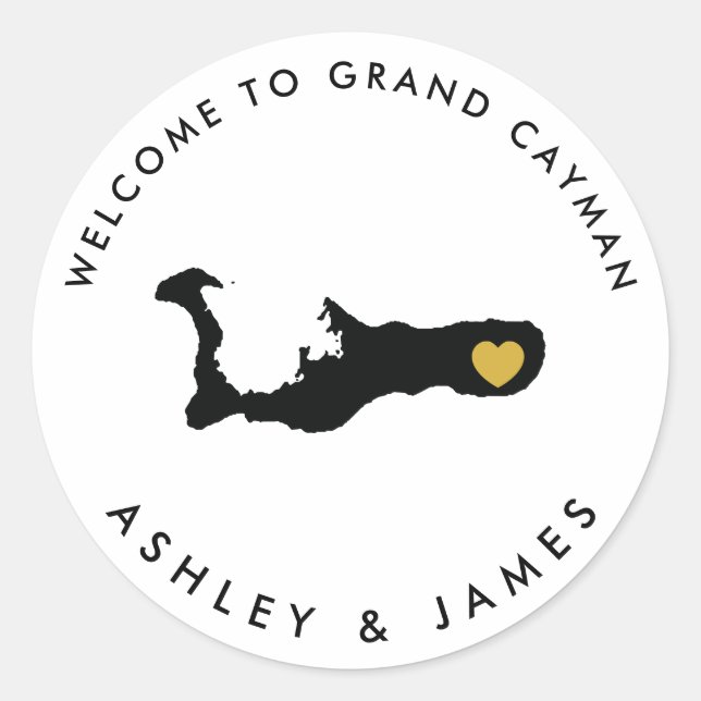 Grand Cayman Mariage Welcome Sticker pour boîte, s (Devant)