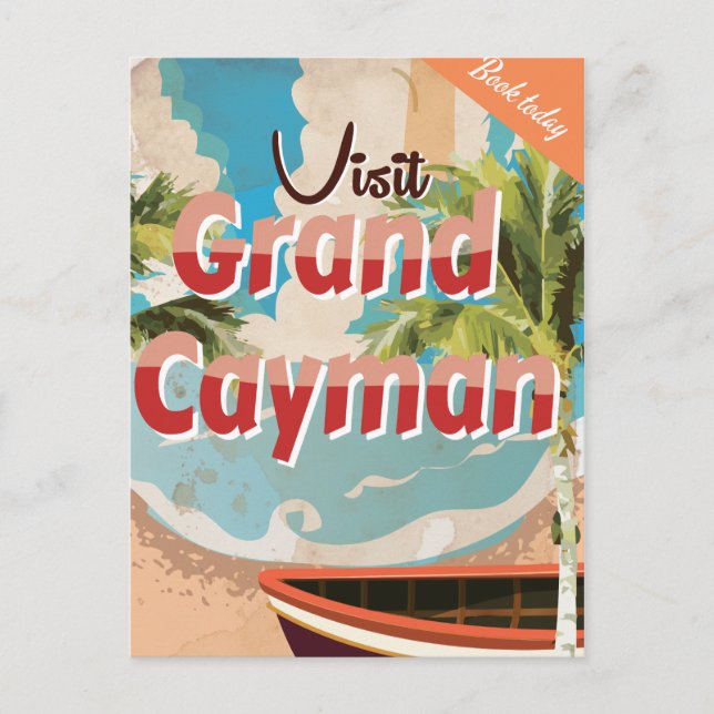 Grand Cayman Vintage Travel Poster Postkarte (Vorderseite)