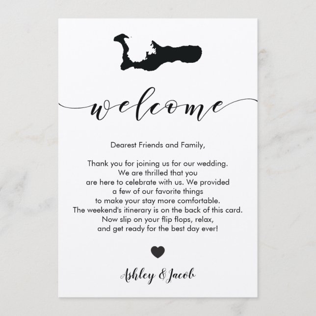 Grand Cayman Wedding Welcome Letter & Tour Programm (Vorderseite)