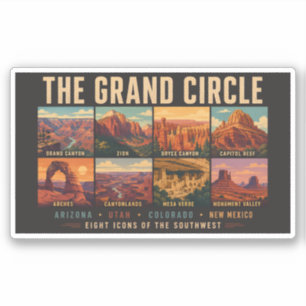Grand Circle Nationalparks Sehenswürdigkeiten Illu Aufkleber