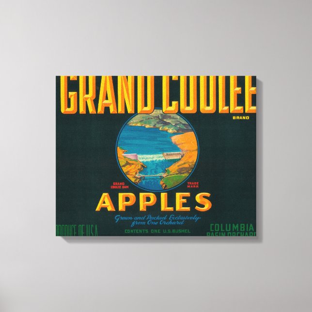 Grand Coulee Apple Label - Coulee, WA Leinwanddruck (Vorderseite)