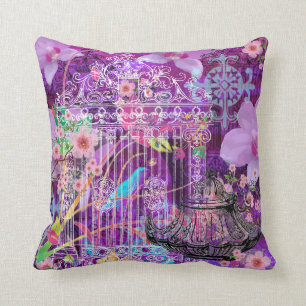Grand Coussin de Jet, Violet, cage à oiseaux vinta