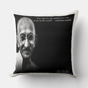 Grand Coussin en Coton avec Citation de Gandhi Be