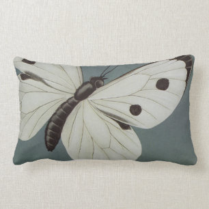 Grand coussin lombaire bleu de papillon de