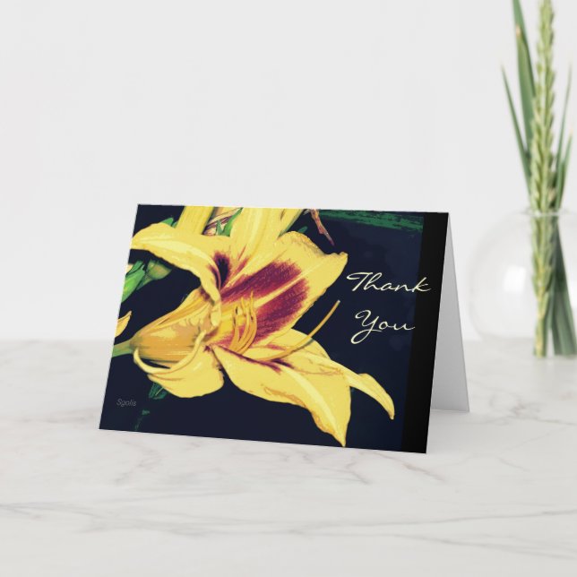 Grand Cru Jaune Carte de remerciements à fleurs di (Devant)