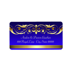 Grand Duchess Blue Gold Scroll Étiquettes de adres