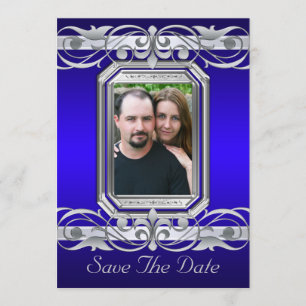 Grand Duchess Blue Save the Date Silver Einladung