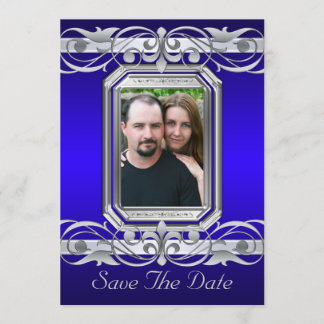 Grand Duchess Blue Save the Date Silver Einladung