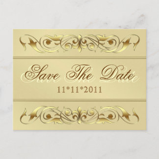 Grand Duchess Gold Scroll Save the Date Postkarte