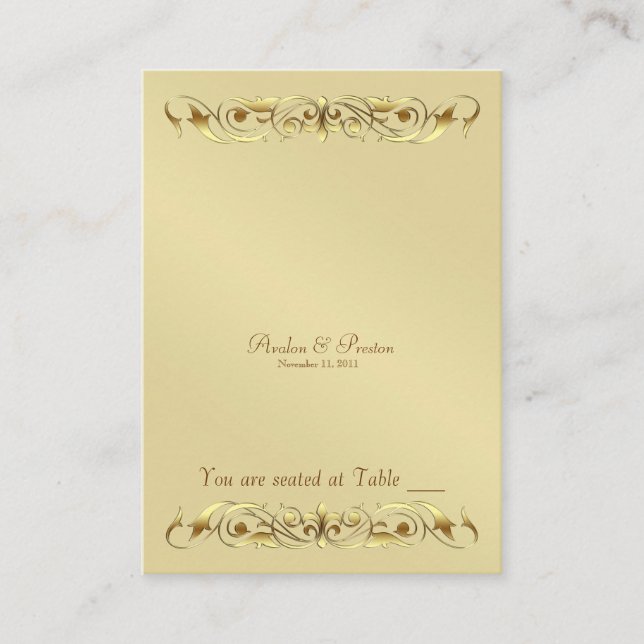 Grand Duchess Gold Scroll Table Platzkarte (Vorderseite)