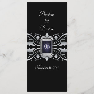 Grand Duchess Silver Scroll Black Wedding Programm