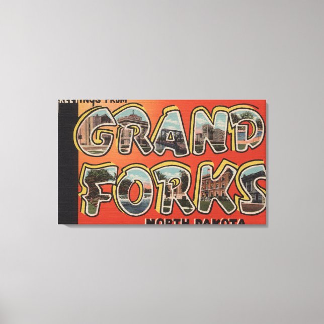 Grand Forks, North Dakota - Große Briefmarkenszene Leinwanddruck (Vorderseite)