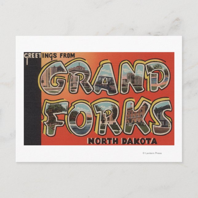 Grand Forks, North Dakota - Große Briefmarkenszene Postkarte (Vorderseite)