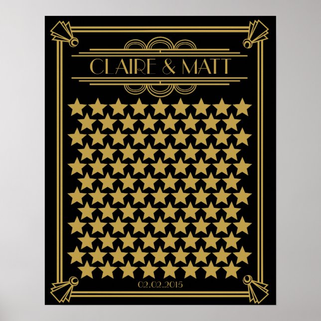 Grand Gatsby Art Déco mariage signataire livre d'o (Devant)