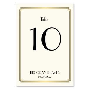Grand Gatsby Cream Gold Mariage Numéros de table