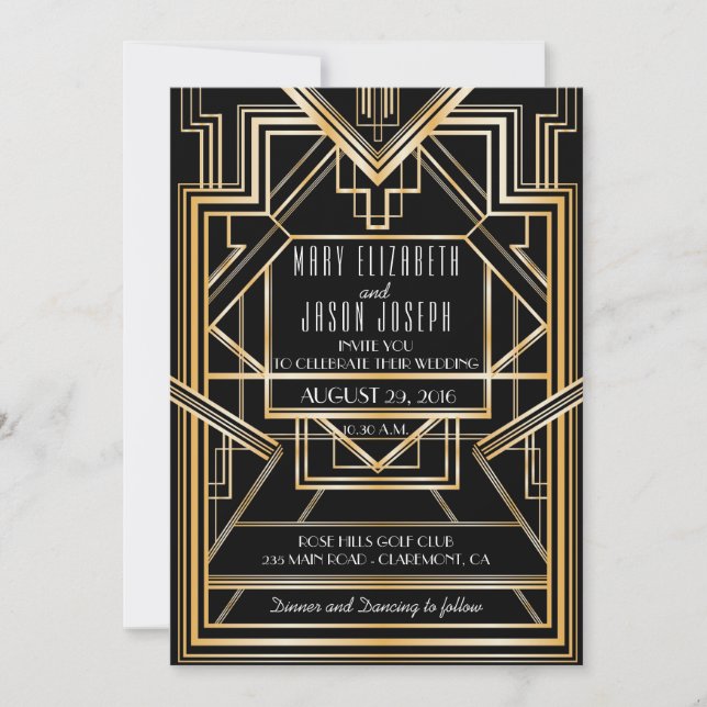 Grand Gatsby Inspiré Faire-part de mariage (Devant)