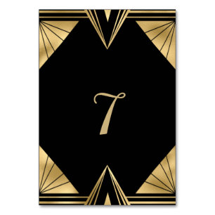 Grand Gatsby noir et or Mariage Numéro de table